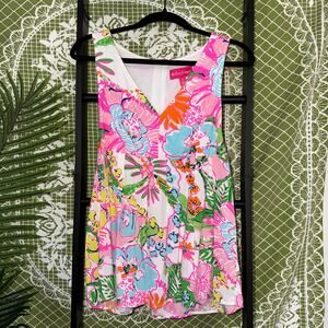Lilly Pulitzer for Target Floral V-Neck Sleeveless Top Multi-Color Pink Blue S